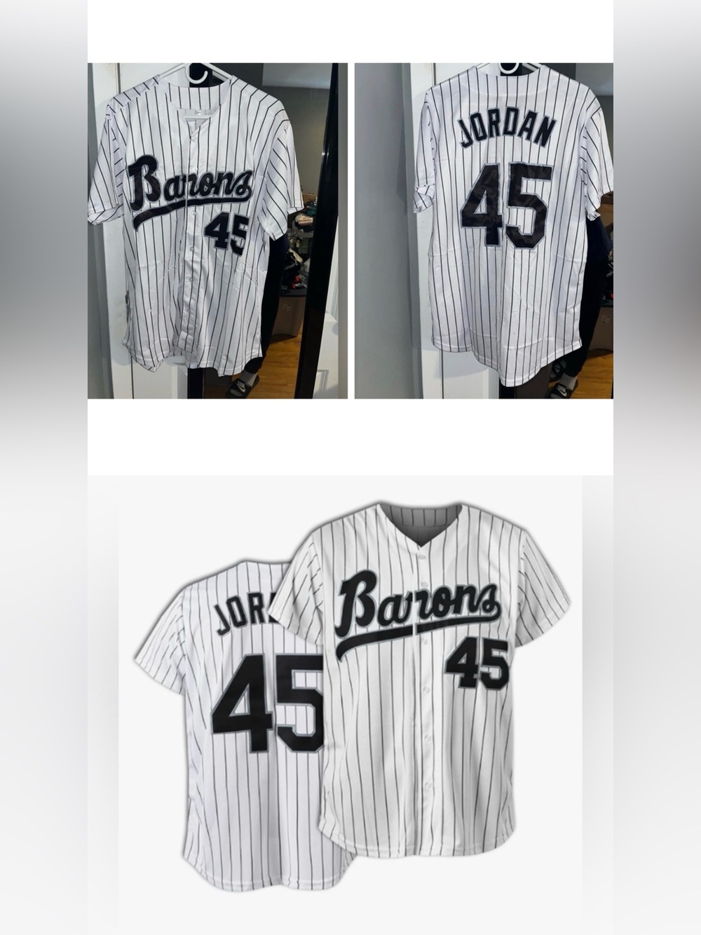 Michael Jordan Birmingham Barons White Pinstripe Baseball Jersey #45 / White Sox